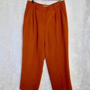 Nine West Women's 12P Petite High-Rise Wide-Leg Relaxed Trousers – Rust